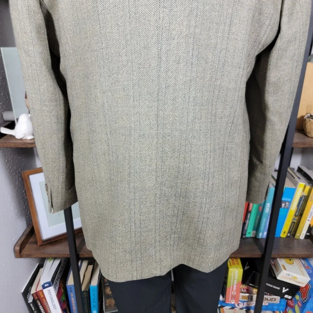 VTG RALPH LAUREN Men's Sport Coat Blazer Two Button Gray Herringbone Wool Sz 44L